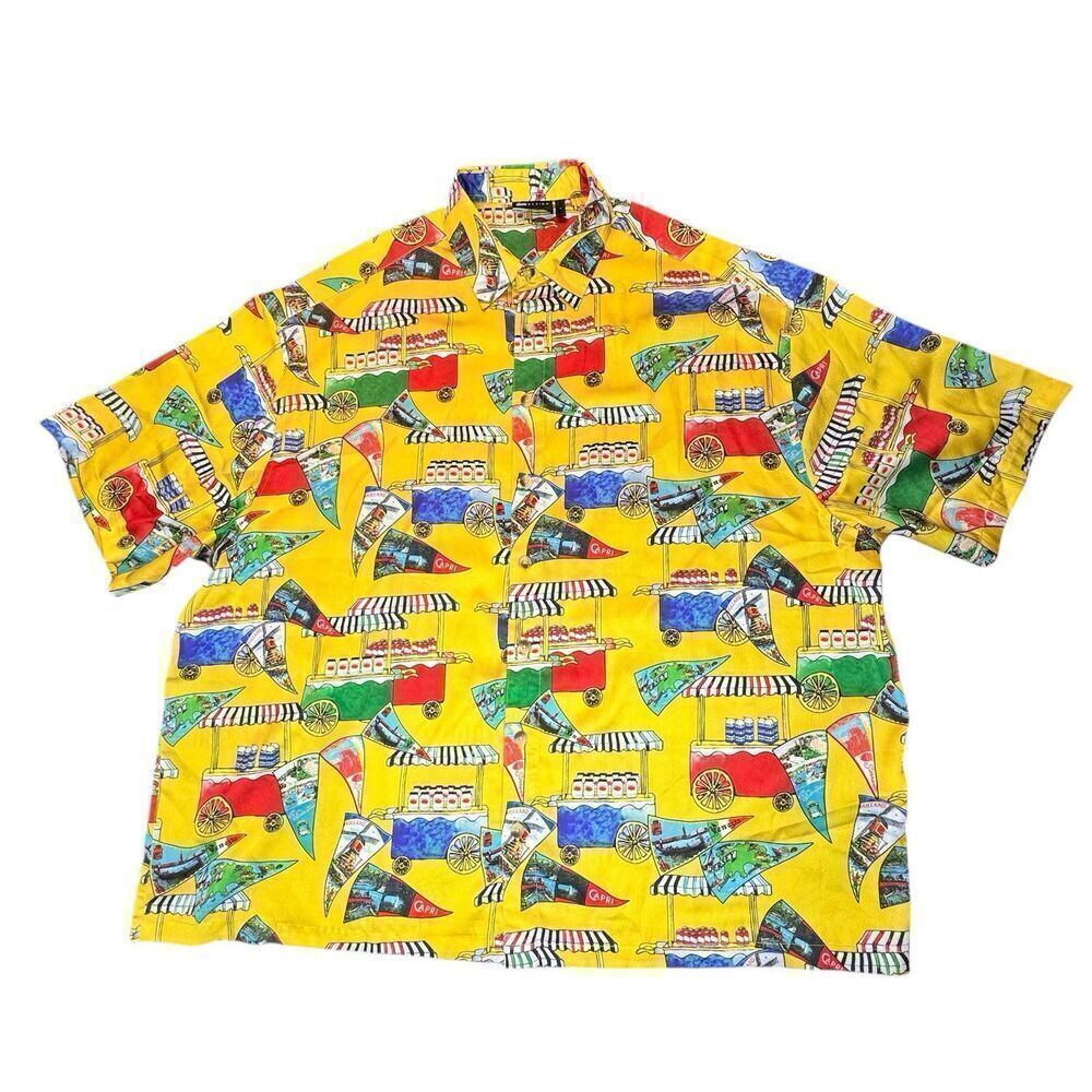 ASOS Sz L Baggy Hawaiian Shirt World Europe Traveler Italy Holland Capri Venice